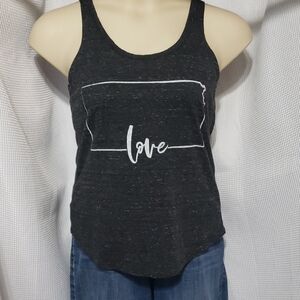 Home Free; Black; Sleeveless Top Kansas State Outline &  Love Print Size M. NWOT